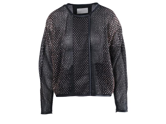 Autre Marque Bomber in mesh nera con cristalli Marco de Vincenzo Nero