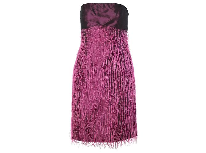 Medusa Versace Jeans Couture Feather-Effect Strapless Dress - ’00s Fuschia