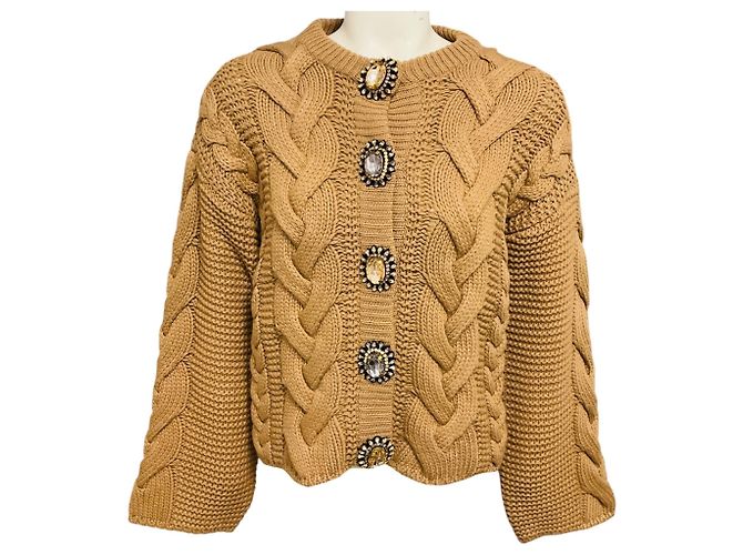 Autre Marque La DoubleJ Portrait Cardigan aus grobem braunem Strick