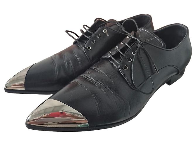 Miu Miu Oxford Nere in Pelle con Punta Metallica Nero