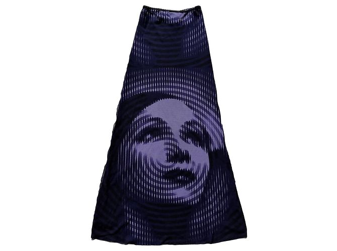 Jean Paul Gaultier Saia Maxi em Mesh Marlene Dietrich Roxo Azul escuro