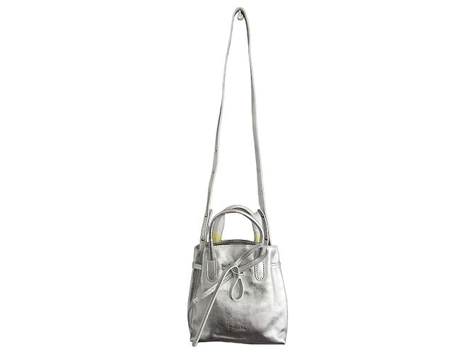 Repetto Arabesque GM Mini-Eimerbeutel aus silbernem Leder