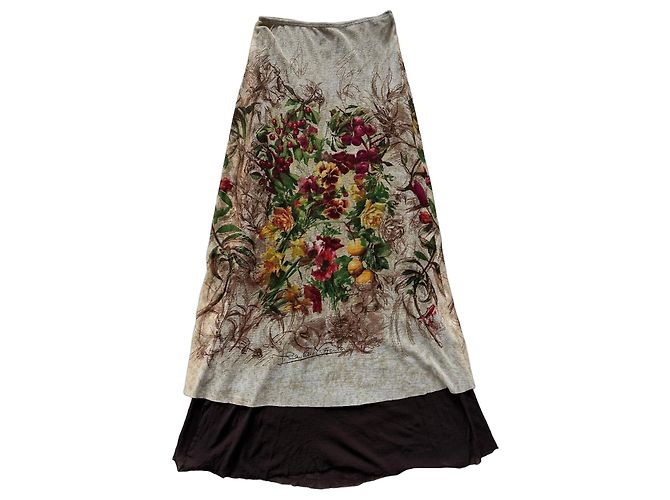 Jean Paul Gaultier Mesh Maxirock mit Blumenprint Braun Mehrfarben