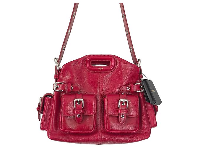 Maje Bolso Miss M Cargo en cuero craquelado rojo Roja