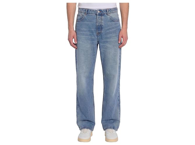 Jeans Ami Paris a Gamba Larga in Denim Blu Indaco