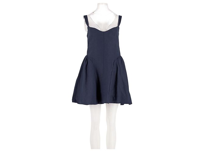 Reformation Leinenkleid Marineblau