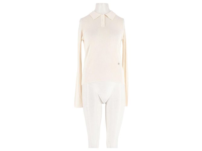 Autre Marque Polo de seda blanco LILYSILK