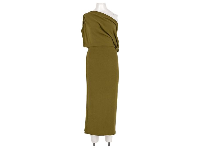 Vestido de algodão cáqui Reformation Caqui