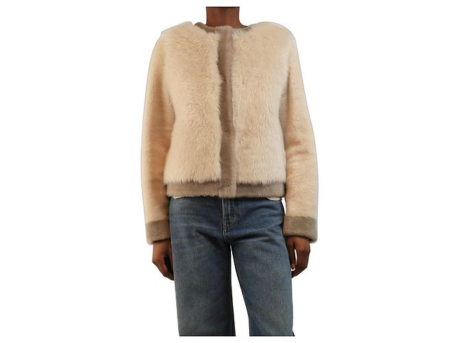 Autre Marque Giacca in shearling crema - size UK 8 Crudo