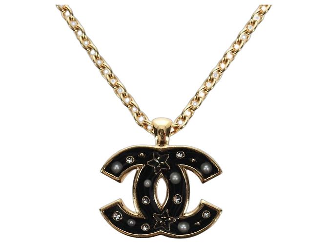 CHANEL COCO Mark Halskette Metall Goldfarben CC