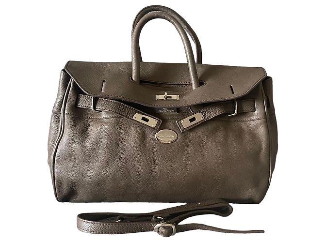 Sac à main Mac Douglas en cuir taupe Marron