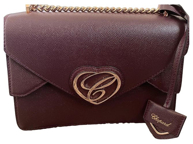 Borsa a tracolla Chopard Heart Logo in pelle Bordò