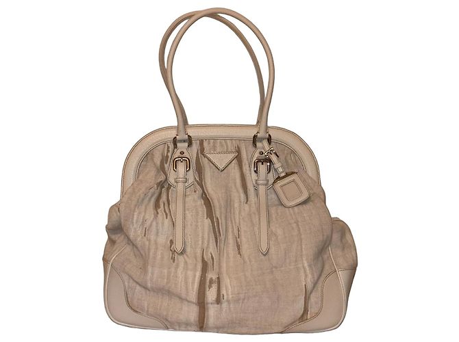 Prada Mala Tote Canapa Frame Branco