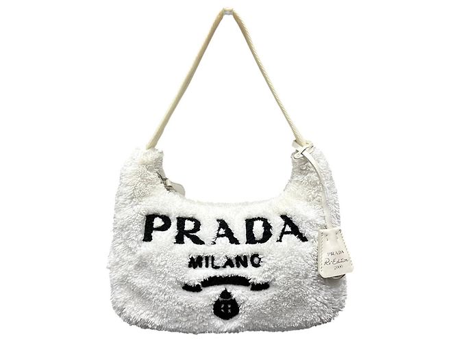 Prada Handtasche aus Terry-Nylon Weiß
