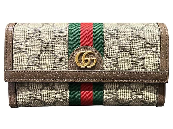 Gucci Ophidia Leather Long Wallet Brown