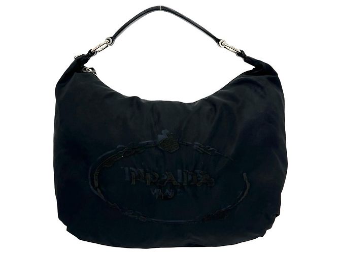 Bolsa de ombro Prada em nylon Pocono Tessuto e couro Preto