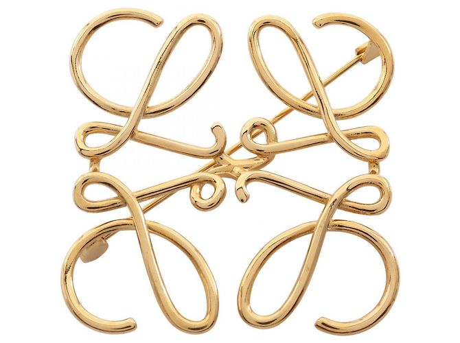 Broche Loewe Anagram plaquée or Doré