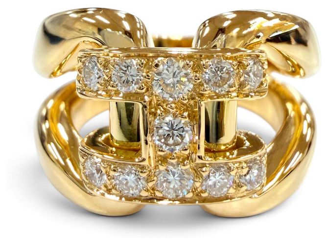 Hermès Hermes Yellow Gold Diamond Band Ring Golden