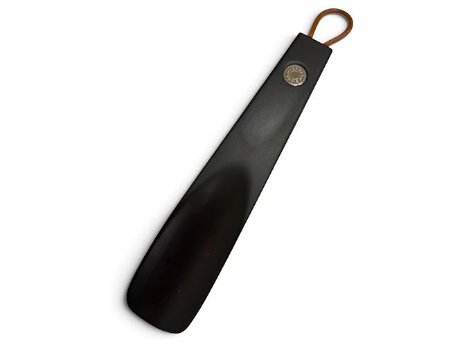 Hermès Hermes Wood Leather Sellier Button Shoehorn Black