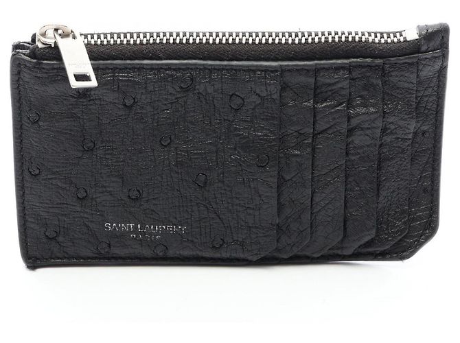 Autre Marque Porte-cartes en cuir noir Yves Saint Laurent