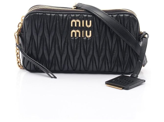 Mini Borsa a Tracolla Miu Miu Matelassé Nero