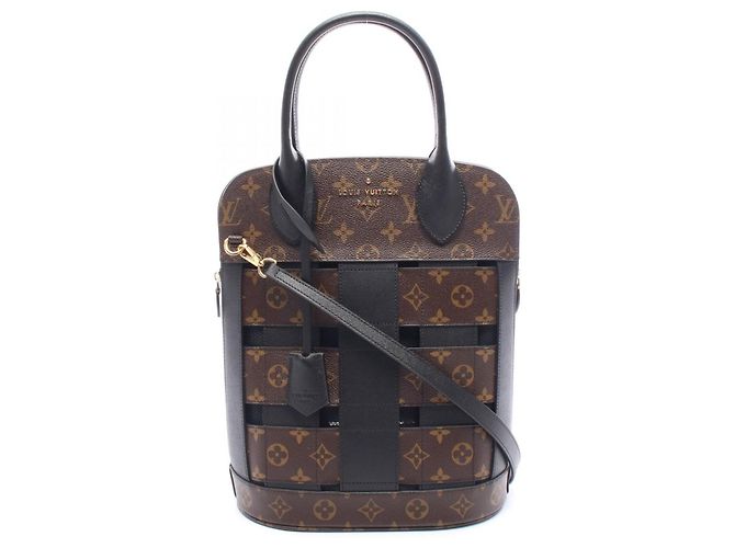 mala 2-Way Louis Vuitton Tressage Tote Marrom Preto Monograma