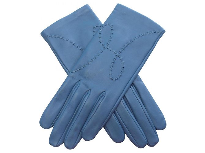 Hermès Hermes Lisbon H-stitch Lederhandschuhe Blau