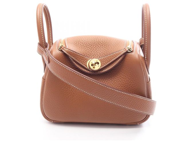 Hermès Borsa a tracolla Hermes Lindy Mini Gold Marrone