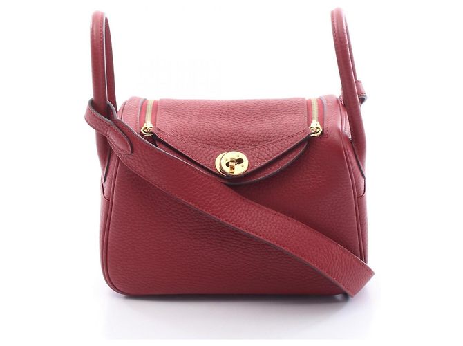 Hermès Bolsa de Ombro Hermes Lindy Mini Ruby Bordeaux