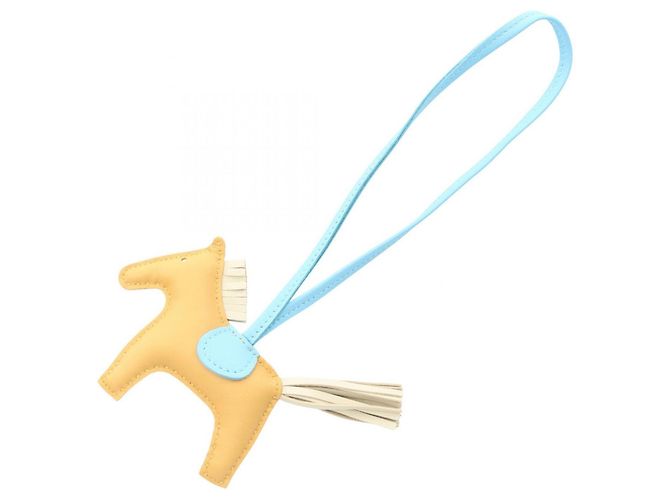 Hermès Hermes Rodeo PM Paille Celeste Handbag Charm Blau Beige Roh