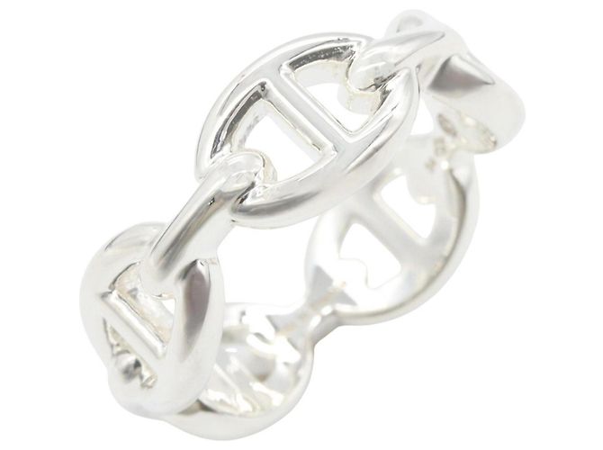 Ring Hermès Anel banda Hermes Enchainée PM Prata