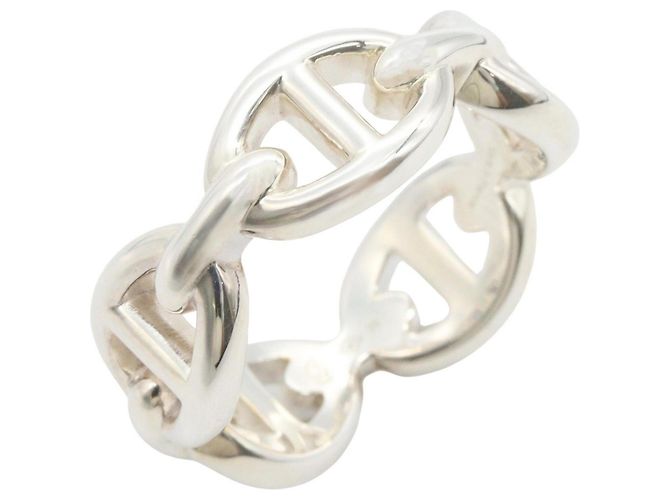 Ring Hermès Anel de faixa Hermes Enchainée PM Prata
