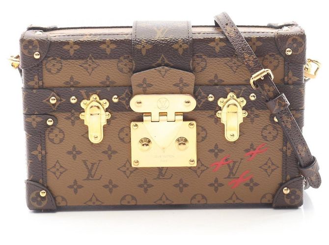 Bolsa de Ombro Louis Vuitton Petite Malle Monogram Reverse Marrom Monograma