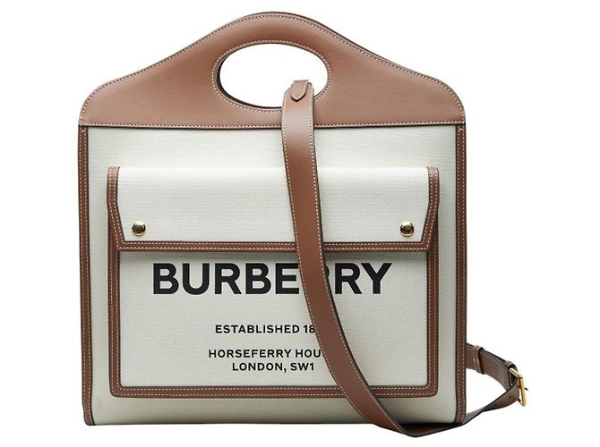 Sac à main Burberry Pocket Bag Medium Marron Écru