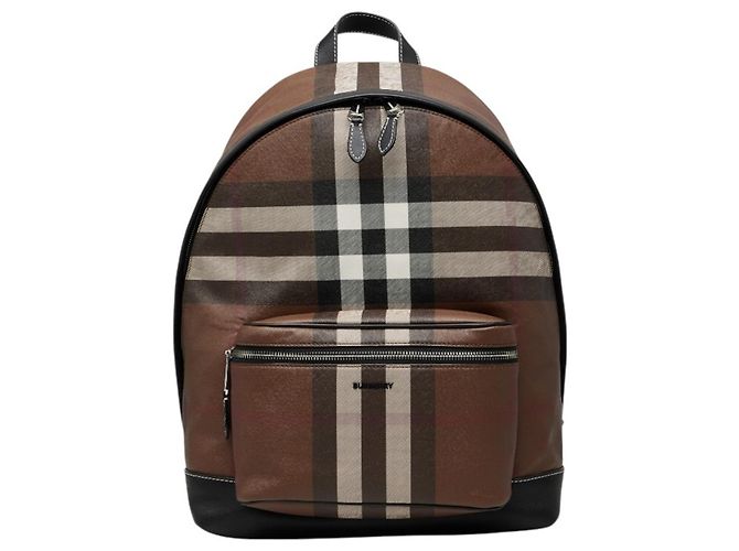 Mochila Burberry Nova Check de cuero marrón Castaño