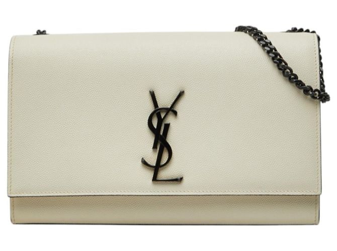 Autre Marque Borsa a tracolla Saint Laurent Cassandra Kate con logo YSL e catena Nero Bianco