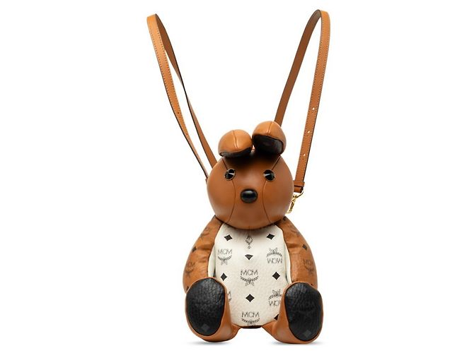 Zaino MCM Visetos Logogram Rabbit Doll Marrone Bianco