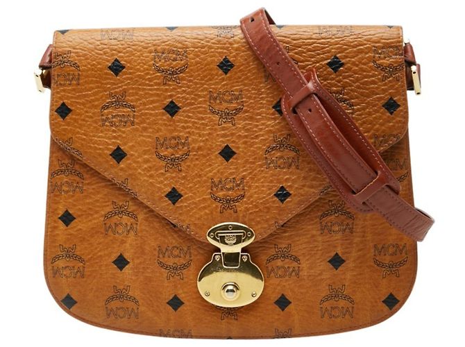 Bolsa Tiracolo MCM Visetos Logogram Marrom