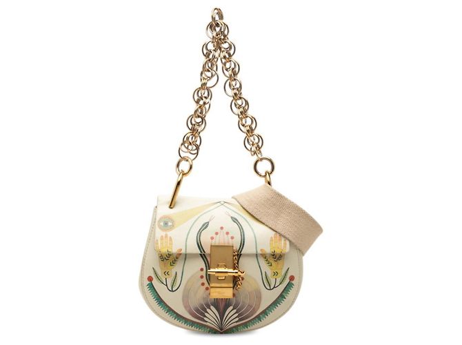Borsa Chloé Drew Print Chain Multicolore Beige