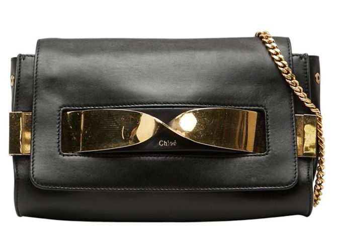 Bolsa de Ombro com Corrente Chloé Chloe ELLE Preto Dourado