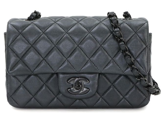 Bolsa de ombro Chanel Mini Matelasse 20 com corrente Marrom Preto