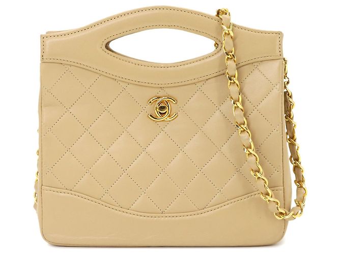 Sac à main 2-Way Chanel Matelassé Beige Doré