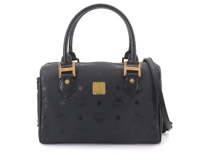 Borsa a tracolla MCM Visetos Glam Mini Boston Nero