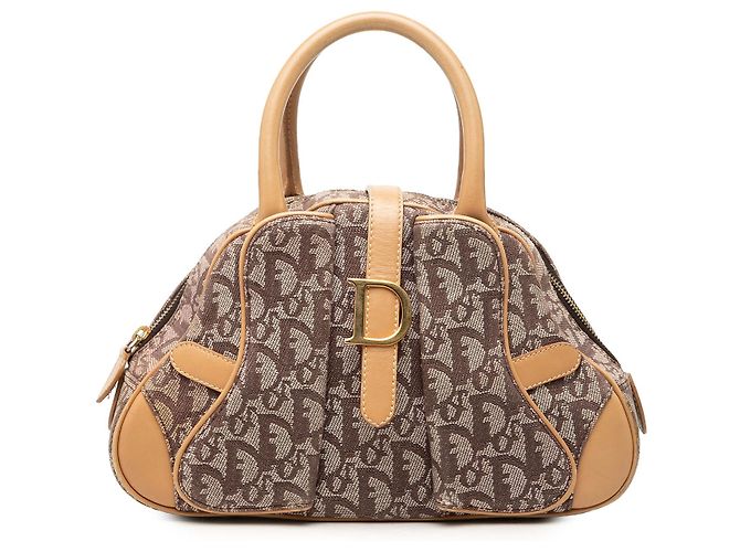 Sac Bowler Double Saddle Mini Diorissimo en toile marron Dior