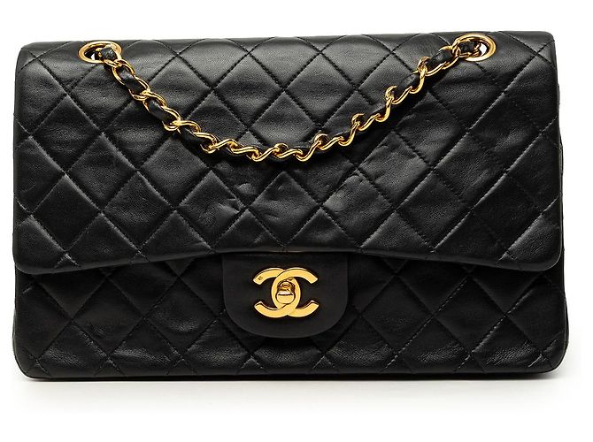 Chanel Black Medium Classic Lambskin Double Flap Noir