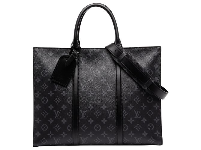 Louis Vuitton Black Monogram Eclipse Sac Plat Horizontal Zipper Preto