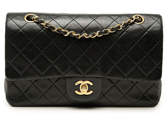 Chanel Black Medium Classic Lambskin Double Flap Noir