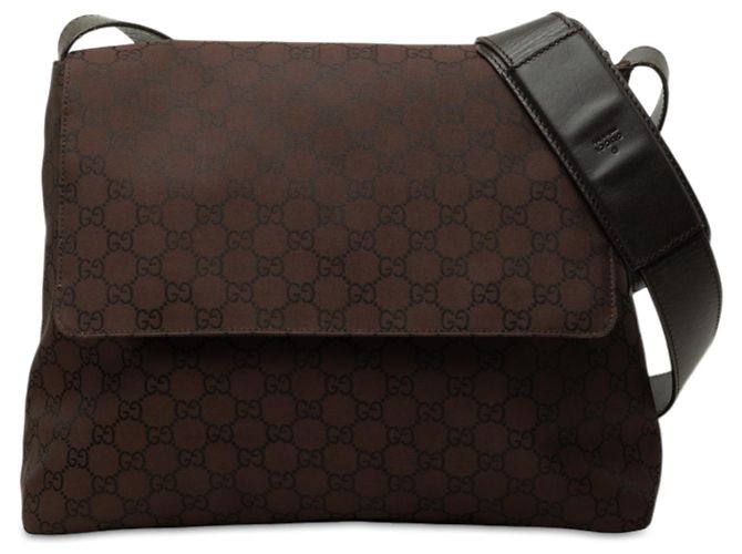 Borsa a tracolla Gucci in nylon GG marrone Marrone scuro