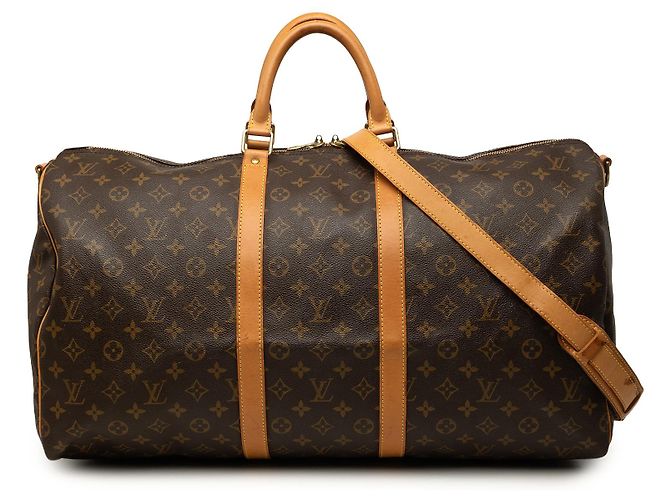Louis Vuitton Brown Monogram Keepall Bandouliere 55 Marrom