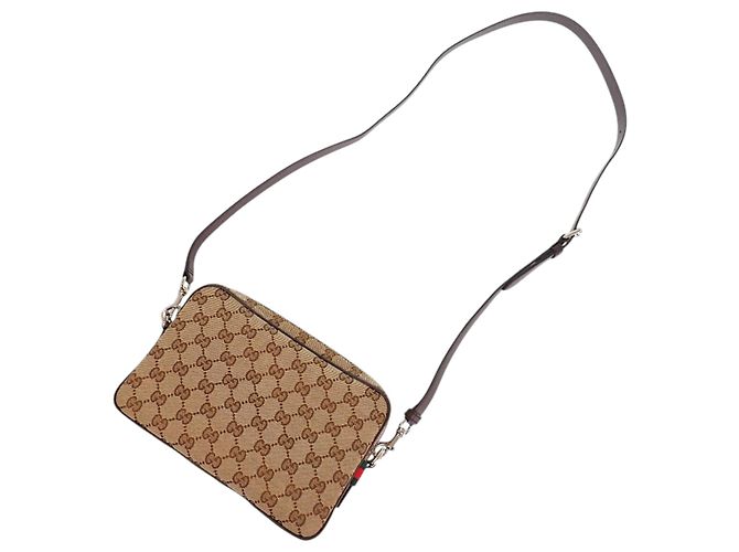 Gucci Borsa a Tracolla Small GG Canvas Web Beige